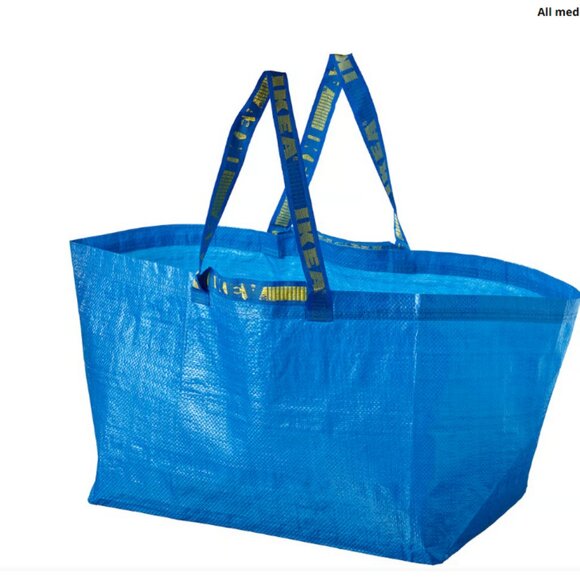 IKEA Frakta Blue Bags with Yellow Accents set of 2 - Picture 1 of 3